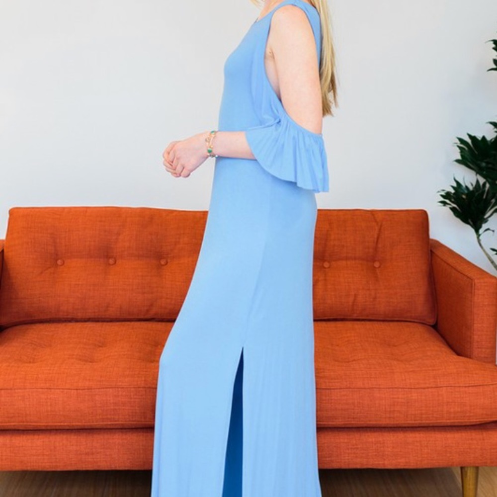 Baby blue cold shoulder dress